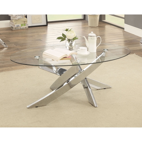 Shop Furniture of America Propel Modern Glass Top Chrome ...