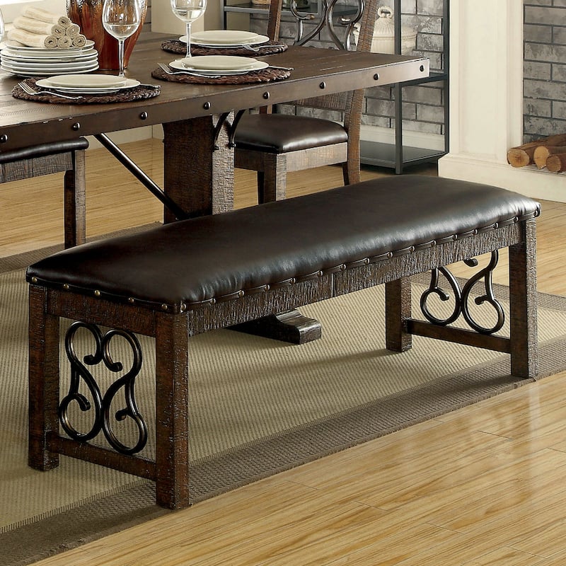 Tood Traditional Faux Leather Dining Bench by Furniture of America