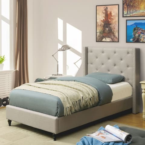Furniture of America Ralen Contemporary Linen-like Platform Bed