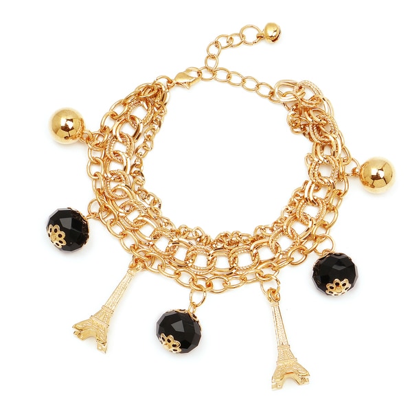 Liliana Bella Women S Goldplated Eiffel Tower Charm Bracelet With Liliana Bella Women S Goldplated Eiffel Tower Charm Bracelet With Black Gl Stone