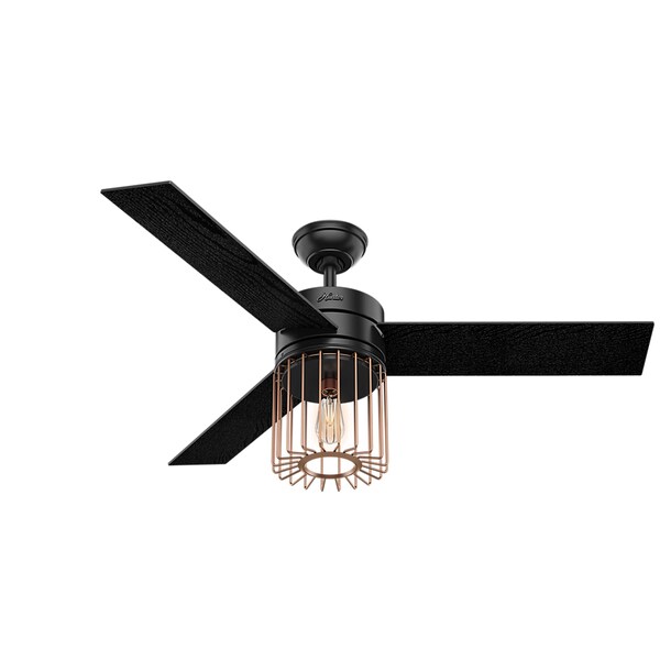 Hunter Ronan Matte Black And Satin Copper 52 Inch 3 Rustic Hunter Ronan Matte Black And Satin Copper 52 Inch 3 Rustic Grain Oak