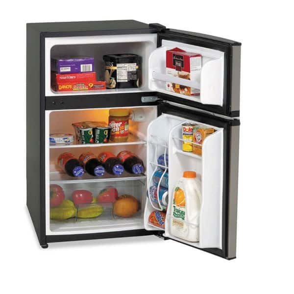 Counter-Height 3.1 Cu. Ft Two-Door Refrigerator/Freezer, Black/Stainless Steel Counter-Height 3.1 Cu. Ft Two-Door Refrigerator/Freezer, Black/Stainless Steel