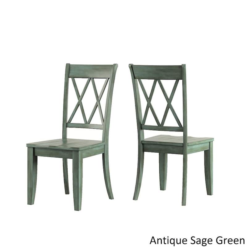 Eleanor Sage Green Round Solid Wood Top Double X Back 5-piece Dining Set by iNSPIRE Q Classic