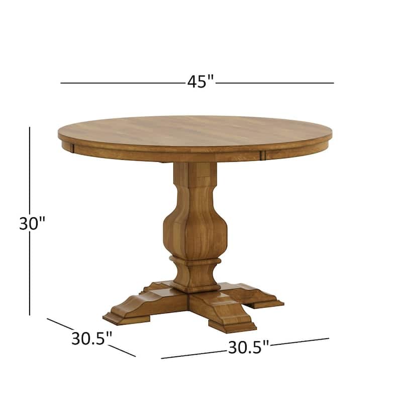 Eleanor Oak Round Solid Wood Top and Slat Back Chairs 5-piece Dining Set by iNSPIRE Q Classic