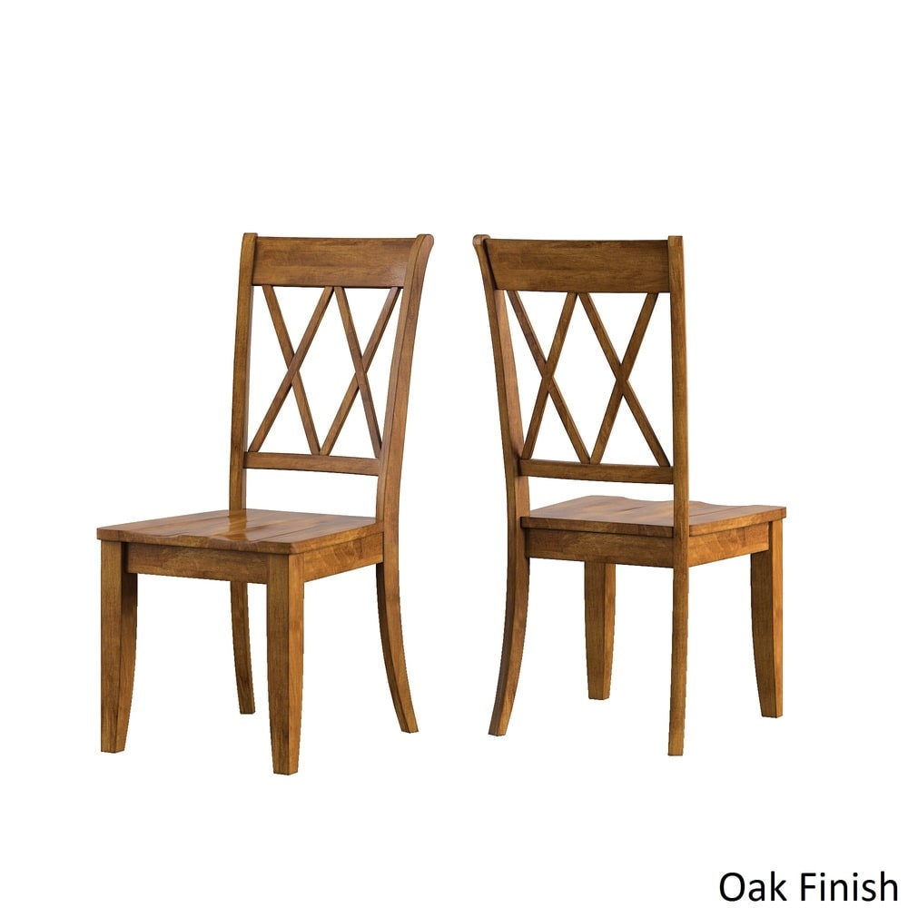 Eleanor Oak Round Solid Wood Top and X Back Chairs 5-piece Dining Set by iNSPIRE Q Classic