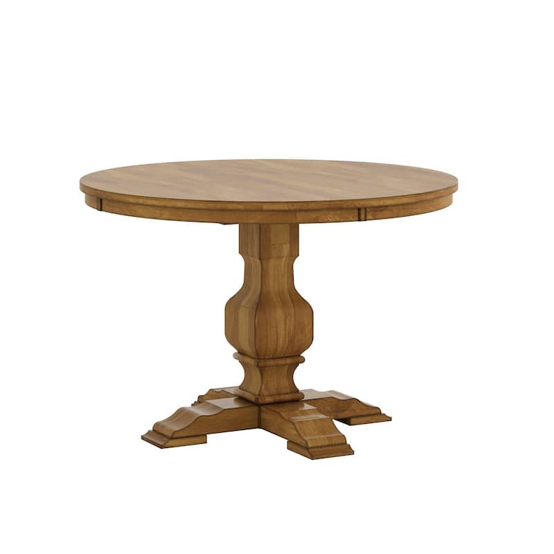 Eleanor Oak Round Solid Wood Table and Panel Back Chairs 5-piece Dining Set by iNSPIRE Q Classic