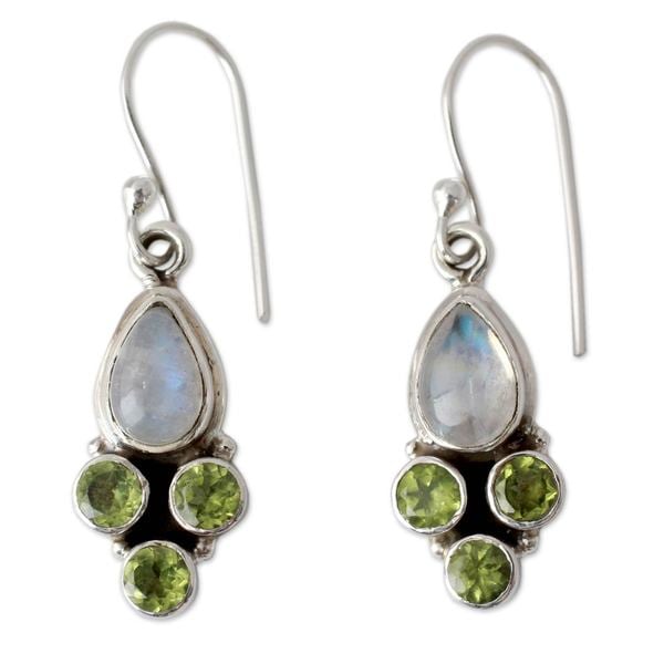 Handmade Rainbow Moonstone And Peridot Dangle Earrings Moonlit Handmade Rainbow Moonstone And Peridot Dangle Earrings X27 Moonlit Meadow