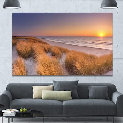 Designart "Sunset on Texel Island Beach" Modern Seashore Canvas Wall Art