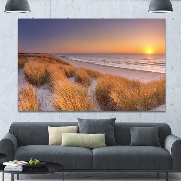Designart 'Sunset on Texel Island Beach' Modern Seashore Canvas Wall ...