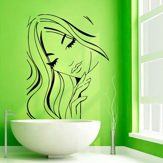 Girl Model Face Hairdressing Beauty Salon Wall Decor Vinyl Art Bathroom Wall Decor Sticker Decal Size 48x65 Color Black Overstock 14543911