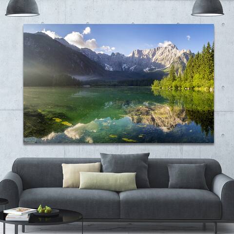 Designart "Green Mountain Lake in the Alps" Modern Landscpae Wall Art