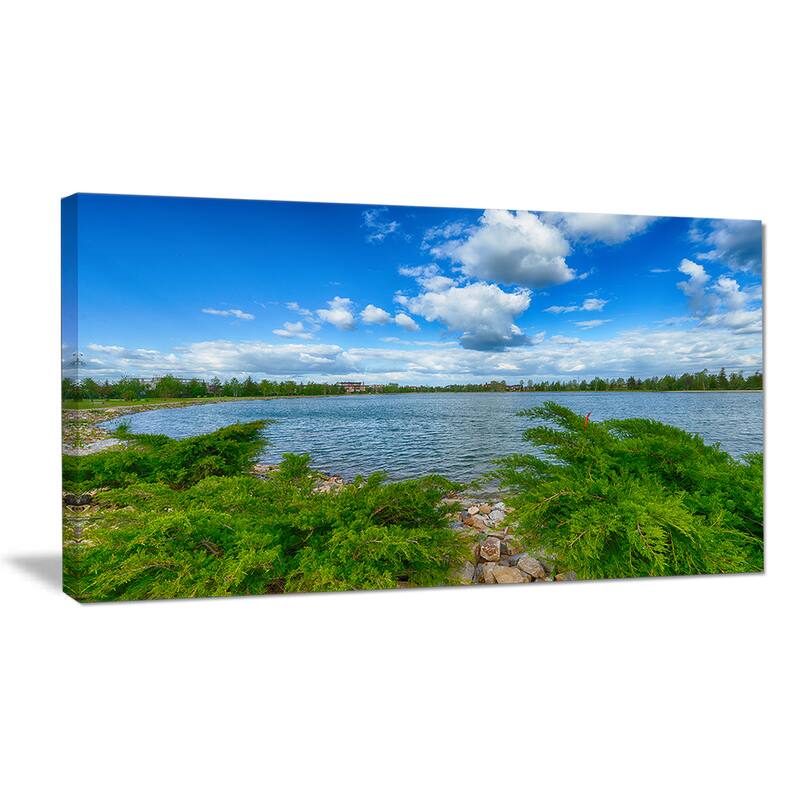 Designart "Landscape with Green and Waters" Landscape Canvas Wall Artwork Print
