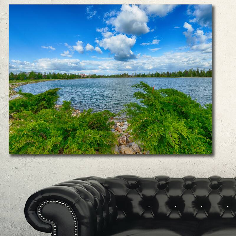 Designart "Landscape with Green and Waters" Landscape Canvas Wall Artwork Print