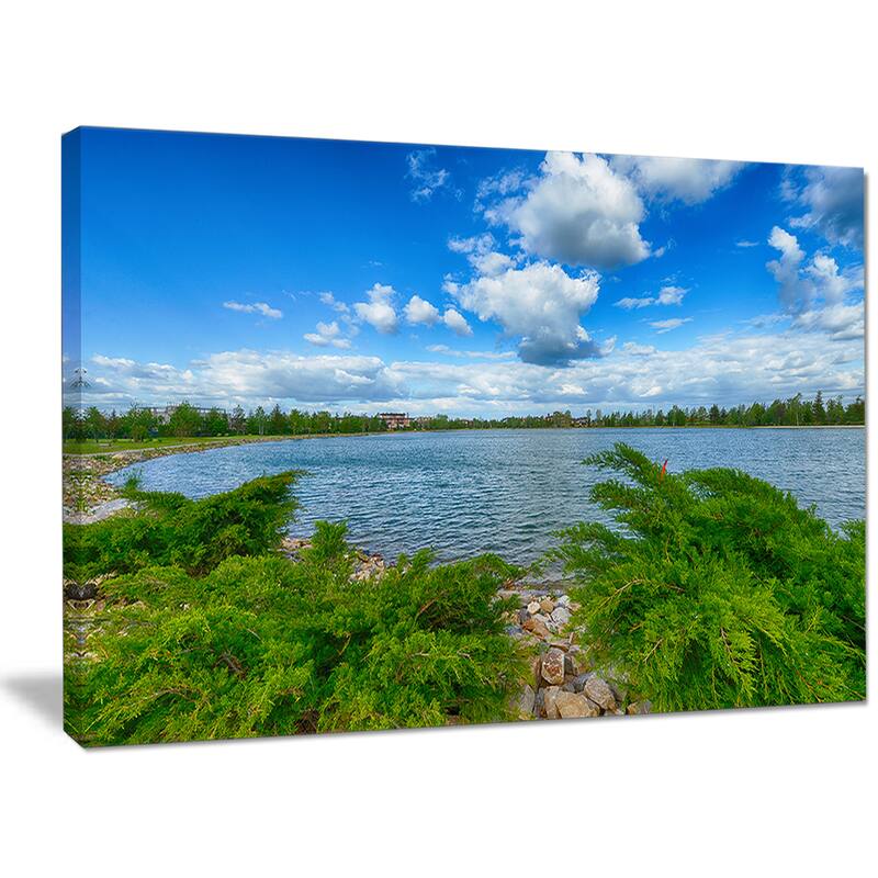 Designart "Landscape with Green and Waters" Landscape Canvas Wall Artwork Print