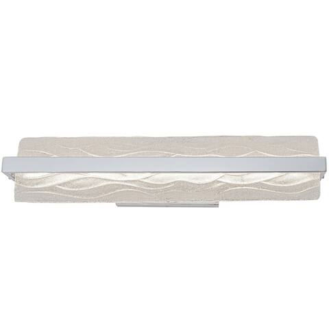 Waveform 25-inch LED Polished Chrome Bath Fixture with Handmade Wave Ice Glass