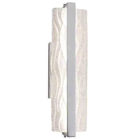 Waveform 19-inch LED Polished Chrome Bath Fixture with Handmade Wave Ice Glass