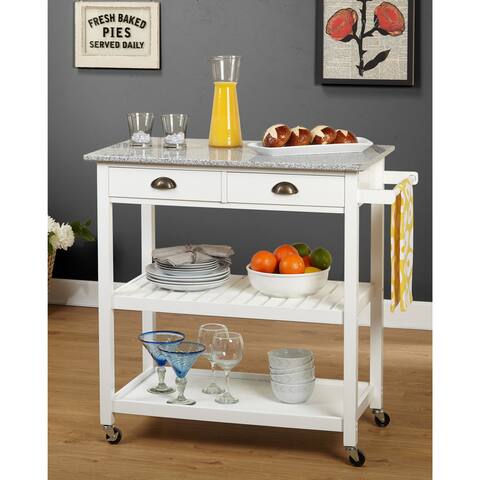Simple Living Oregon 2 Drawer Rolling Kitchen Island