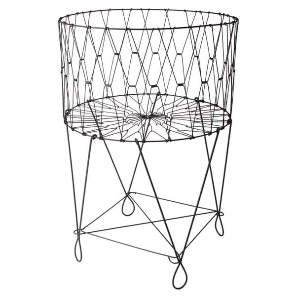 Shop Large Vintage Black Wire Laundry Basket Hamper Overstock
