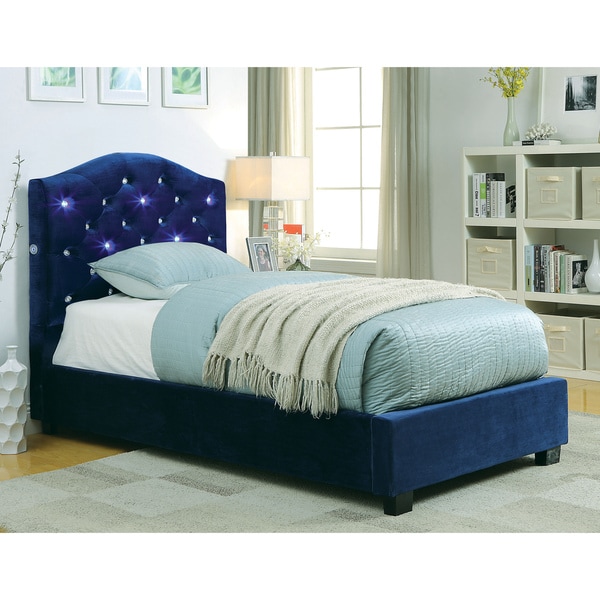 Furniture of America Leon Contemporary Flannelette Fabric Platform Bed