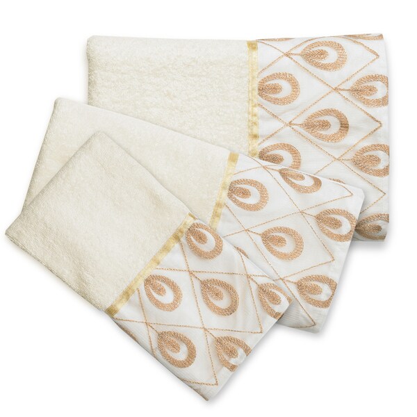 Seraphina 3-Piece Towel Set - Beige/Gold