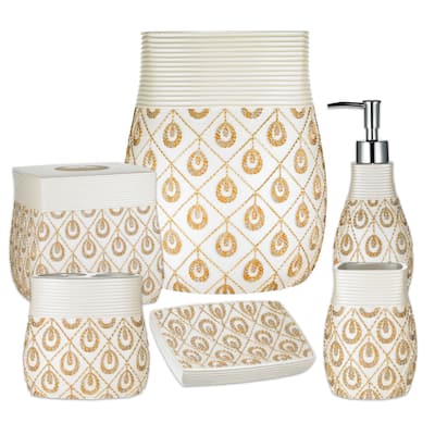 Seraphina 6 Piece Bath Accessory Set or Separates - Beige/Gold