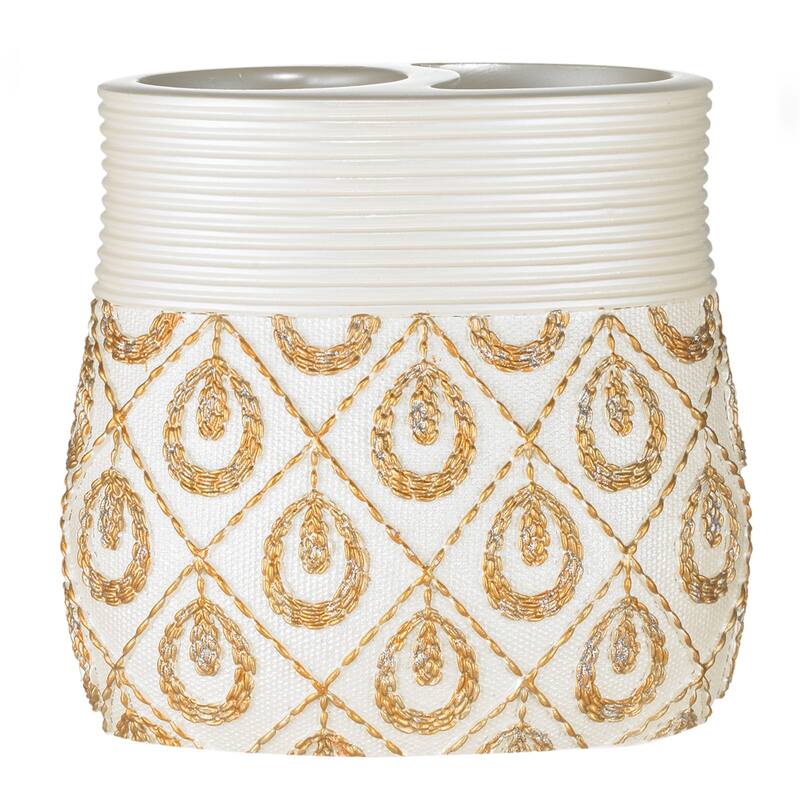 Seraphina 6 Piece Bath Accessory Set or Separates - Beige/Gold - Toothbrush Holder