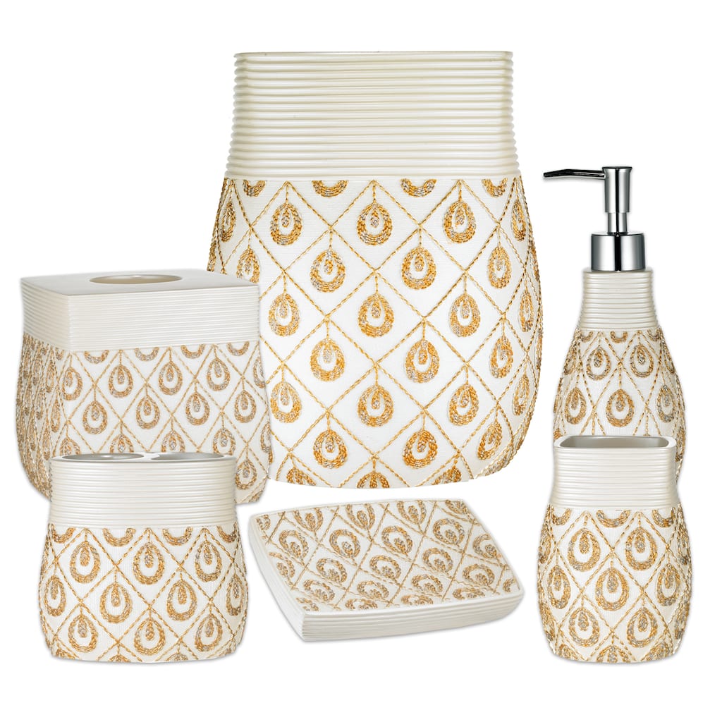 Seraphina 6 Piece Bath Accessory Set or Separates - Beige/Gold