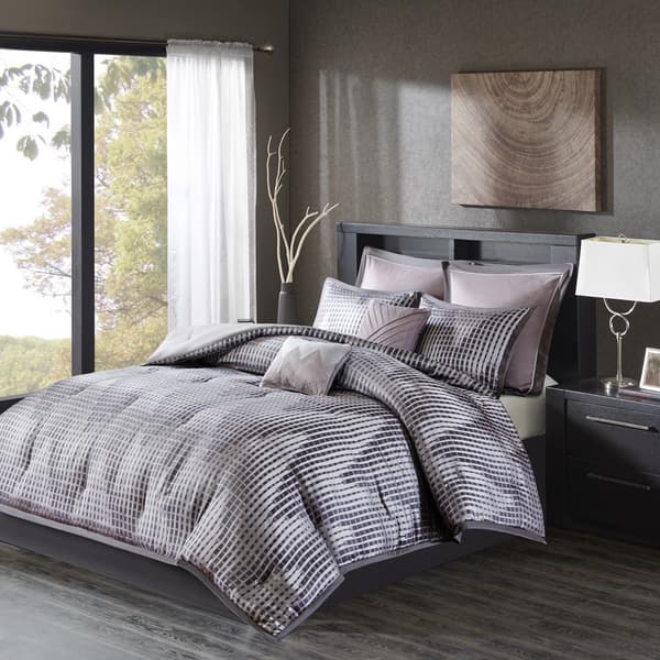 8pc Queen Essence Oversized Cotton Clipped Jacquard Comforter Set with Euro  Shams and Throw Pillows Bedding Set Gray - Madison Park