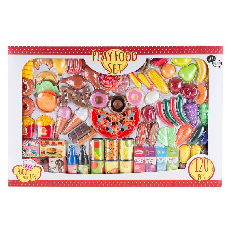 Hey! Play! Pretend Play Assorted Food Set Fresh, Boxed and Canned Food