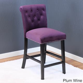 Purple Counter Height 23 28 In Bar Stools Online Markelo Tufted Velvet Counter Chairs Set Of 2 40 5 H X 18