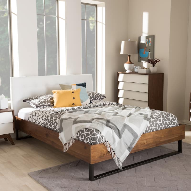 Industrial Mixed Material Platform Bed with Headboard by Baxton Studio