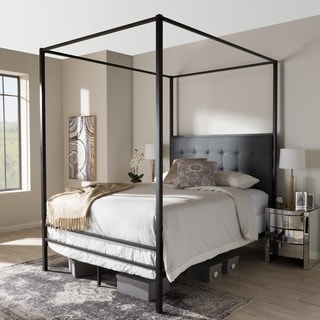 Industrial Black Canopy Bed by Baxton Studio Size - Queen