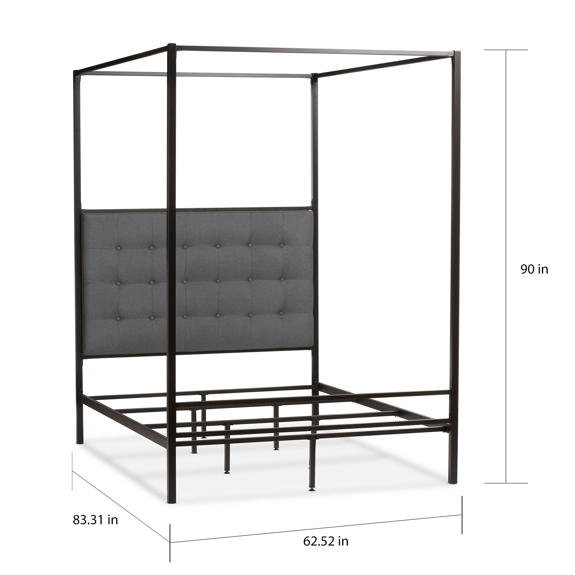 Industrial Black Canopy Bed by Baxton Studio Size Queen Bed