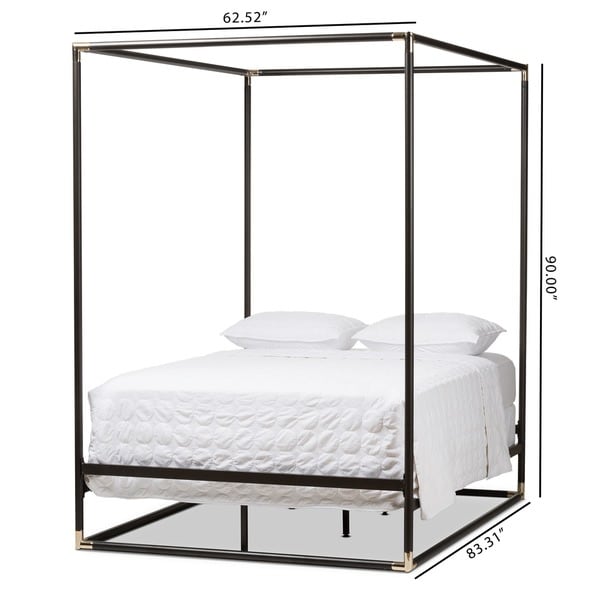 Industrial Dark brown color Canopy Bed by Baxton Studio Bed Bath