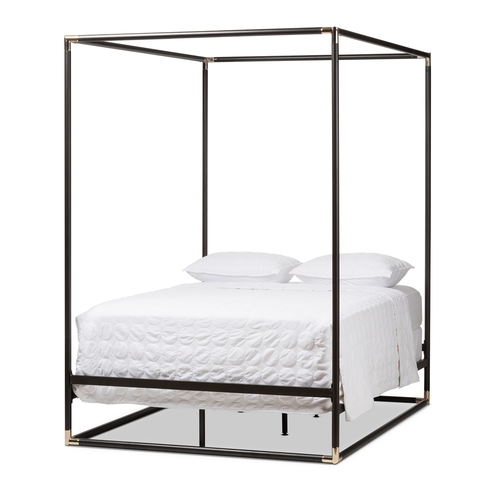 Industrial Dark brown color Canopy Bed by Baxton Studio Bed Bath