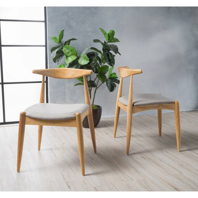 Francie Mid-Century Modern Dining Chairs (Set of 2) by Christopher Knight Home - 20.50" W x 20.25" L x 29.75" H - Natural Oak+Beige