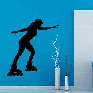 Shop Woman Skating Sport Girl Gym Home Decor Vinyl Art Mural Kids Nursery Room Decor Sticker Decal Size 22x26 Color Black Overstock 14555444