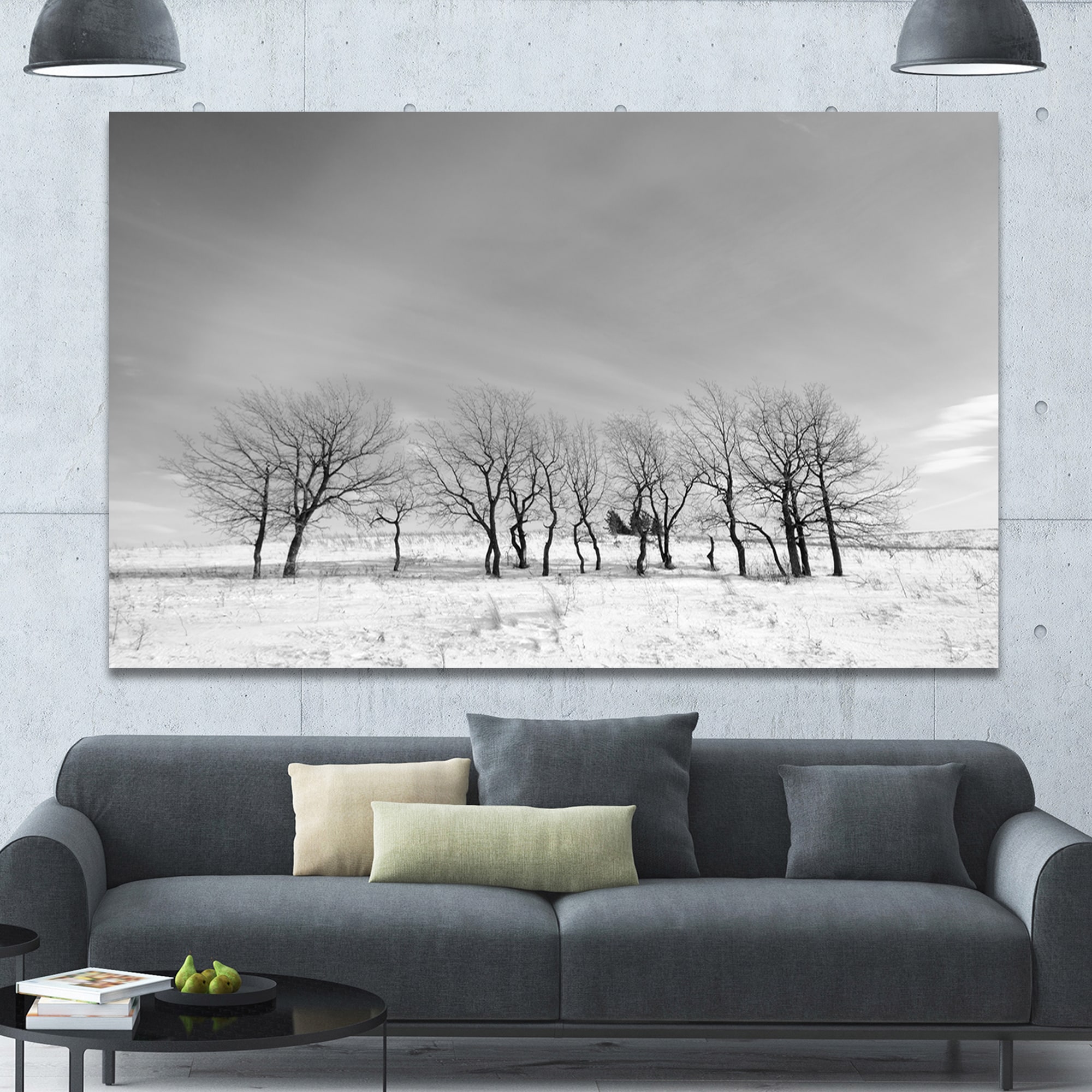 Black And White Large Poster /& Canvas Pictures Winter Trees Field Contemporary
