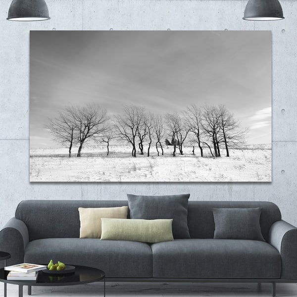Canvas Print "Black and White Trees in Winter" Extra Large Landscape Canvas Art Print - - On Sale - 14557531