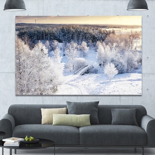 Designart "Beautiful Winter Panorama" Extra Large Landscape Canvas Art ...