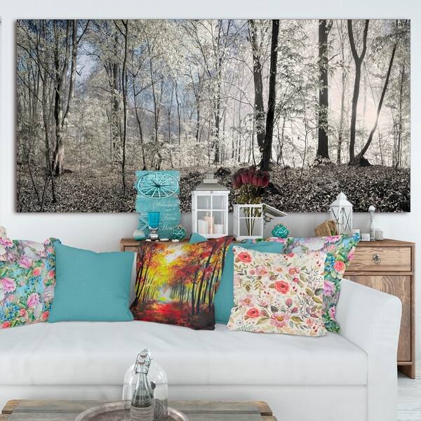 Shop Designart Dark Morning In Forest Panorama Landscape Large