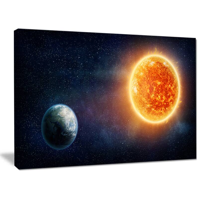 Design Canvas Art Print "Planet E Canvas Art Printh and Sun" Extra Large Landscape Canvas Art Print - Multi-color