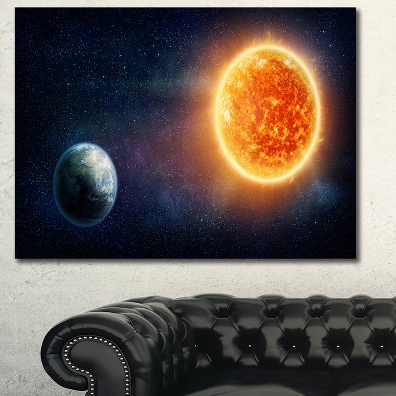 Design Canvas Art Print "Planet E Canvas Art Printh and Sun" Extra Large Landscape Canvas Art Print - Multi-color