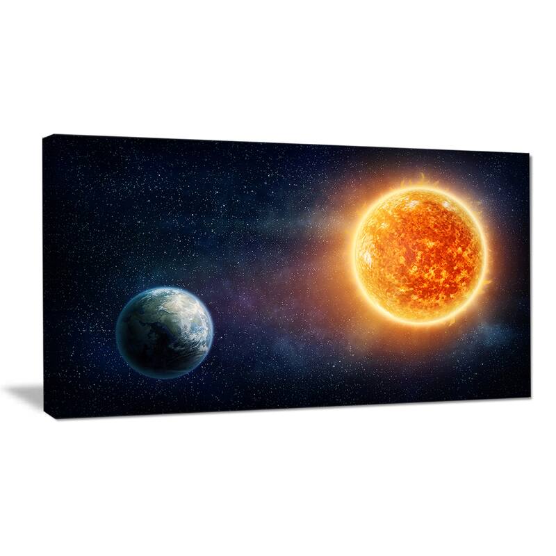 Design Canvas Art Print "Planet E Canvas Art Printh and Sun" Extra Large Landscape Canvas Art Print - Multi-color