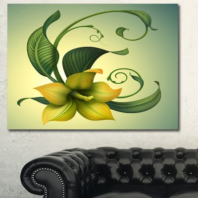 Designart "Yellow Fantasy Flower" Modern Floral Large Canvas Art - Yellow