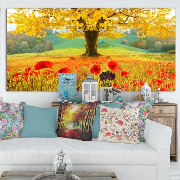 Shop Designart Beautiful Autumn Yellow Tree Modern Floral Large Canvas Art Overstock 14557647