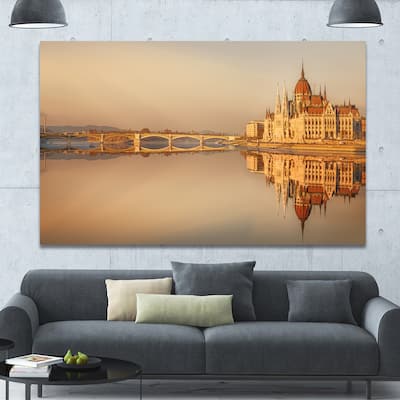 Designart "Hungarian Parliament Panorama" Modern Cityscape Wall Art