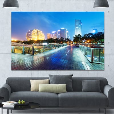 Designart "China Hangzhou Skyscrapers" Modern Cityscape Wall Art