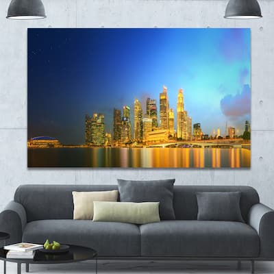 Designart "Singapore Skyline and Marina Bay" Cityscape Canvas Wall Art - Multi-color