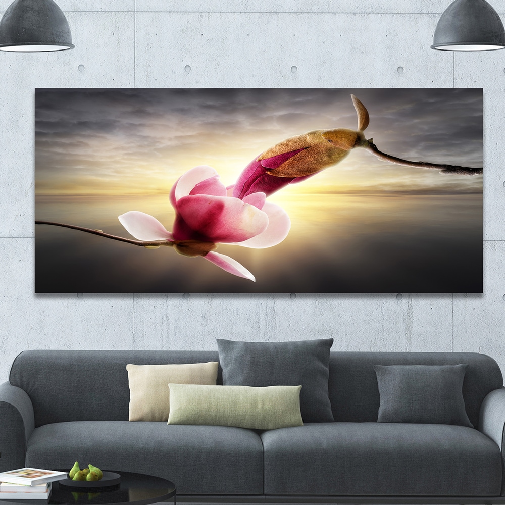 Designart Beautiful Magnolia Flowers Floral Canvas Wall Art - Multi-color  - On Sale - Bed Bath & Beyond - 14557698